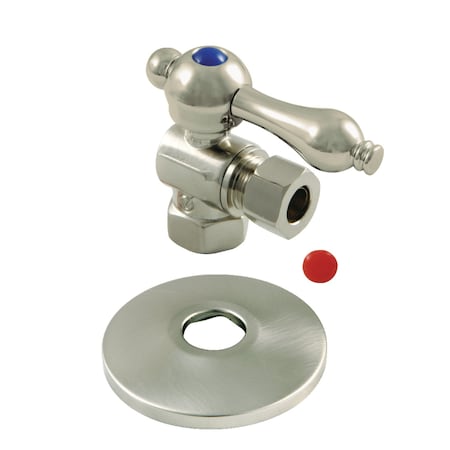 Kingston Brass 3/8" IPS X 3/8" OD Comp Quarter-Turn Angle Stop Valve W/ Flange, Nickel CC33108K